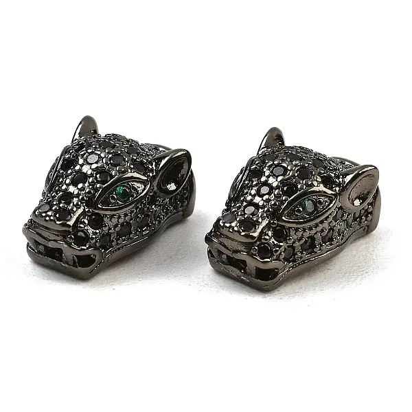 Brass Micro Pave Cubic Zirconia Beads