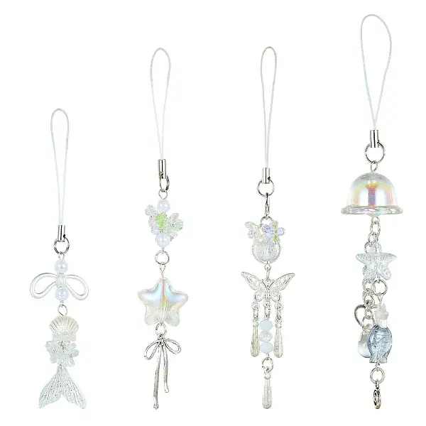 4Pcs 4 Styles Acrylic Mobile Straps
