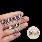 316L Surgical Stainless Steel & Synthetic Opal Internally Threaded Labrets