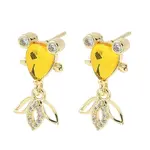 Brass Micro Pave Cubic Zirconia Fish Dangle Stud Earrings