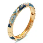 Triangle Pattern Zinc Alloy Enamel Hinged Bangles for Women