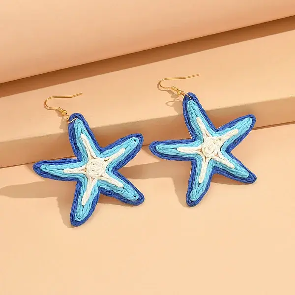 Starfish Raffia Dangle Earrings