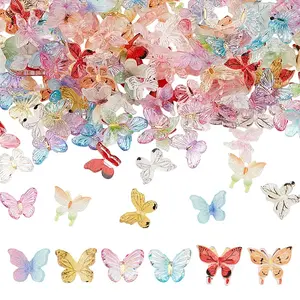 150Pcs 3 Styles Resin Butterfly Cabochons