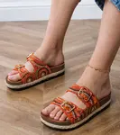 Gemre Orange ethnic sandals with buckles on the straps Zebrina