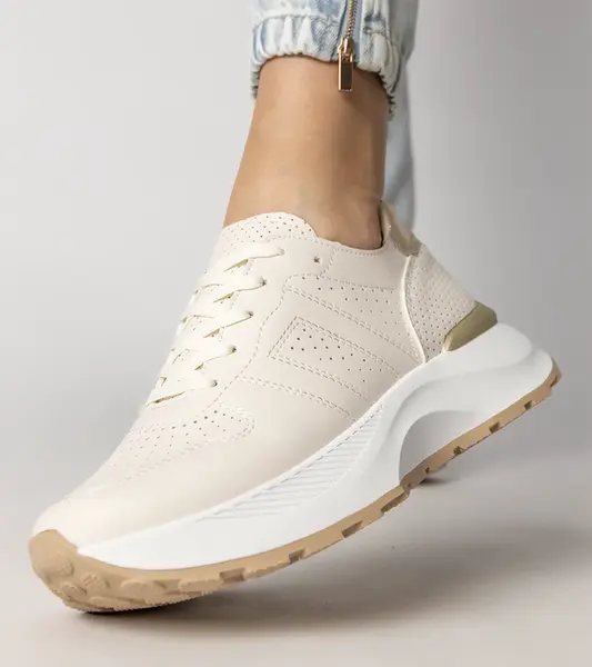 Gemre Beige sports sneakers with a gold insert Lenkuta