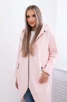 Dlouhá zateplená mikina pudrově růžová melanž