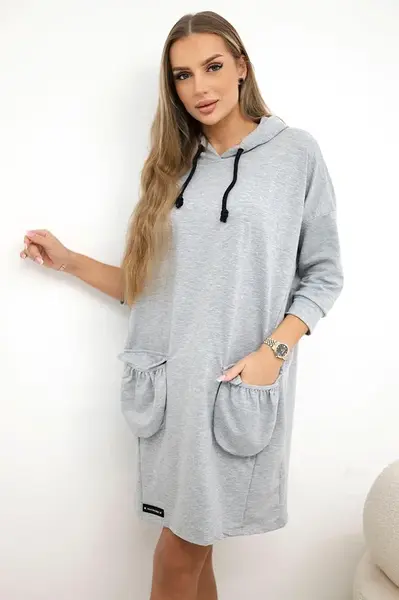 Šaty s kapucí šedé