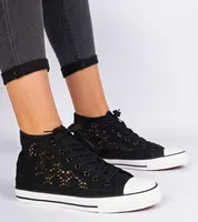 Gemre Black Women's Lace-Up Sneakers Lesli