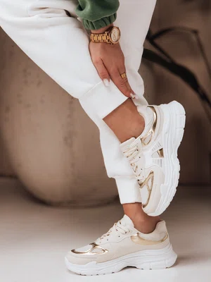 Sportowe sneakersy damskie AURAVIBE beżowe Dstreet