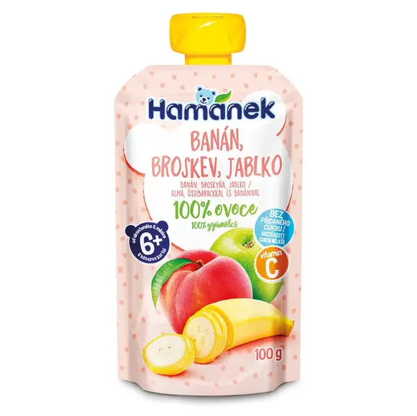 HAMÁNEK Banán, broskev, jablko 6m+ 100 g