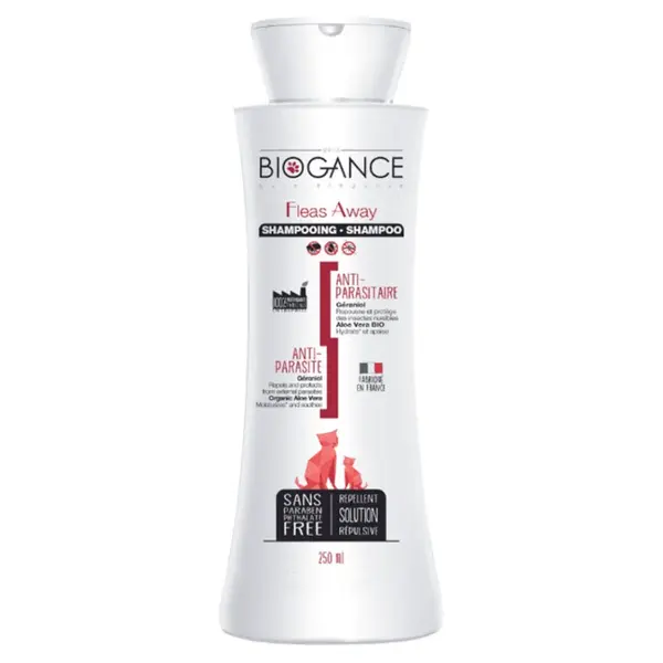 BIOGANCE Fleas away cat antiparazitní šampon 250 ml