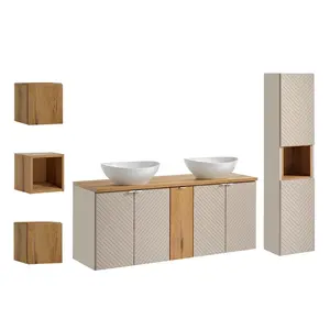 Petits-meubles KOUPELNOVÝ NÁBYTEK 140cm Manoa 2er-Set Kašmír - dřevo