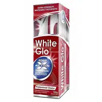 WHITE GLO Profesionální bělicí zubní pasta 150 g plus kartáček na zuby a mezizubní kartáčky