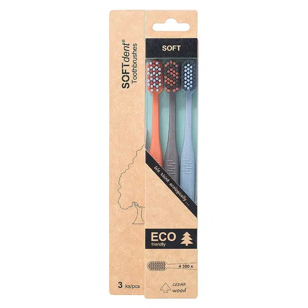 SOFTDENT ECO Zubní kartáček soft 3 kusy
