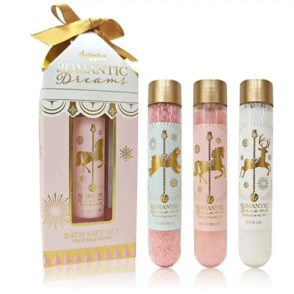 ACCENTRA Sada koupelová Romantic Dreams v krabičce Čajová růže 2x 60ml + 80g