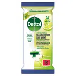 DETTOL Antibakteriální ubrousky na povrchy Limetka a máta 36 kusů