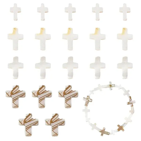 40Pcs 4 Styles Natural Freshwater Shell Beads