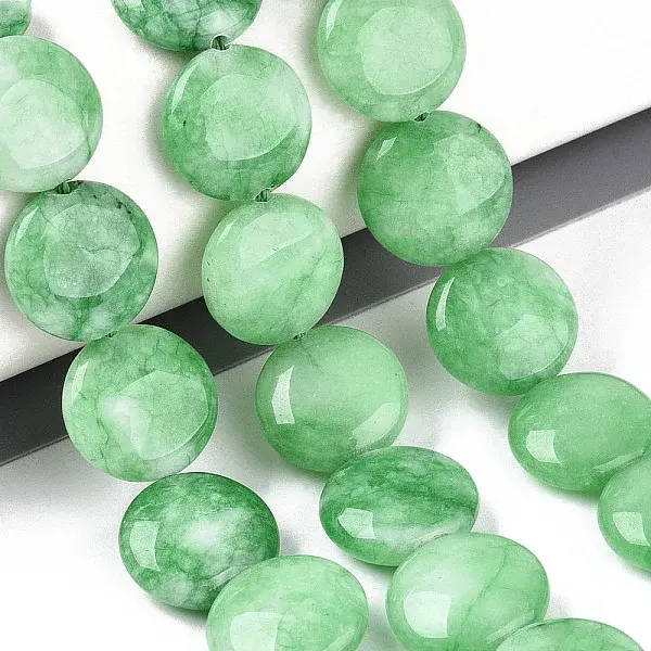 Dyed Natural White Jade Coin Beads Strands