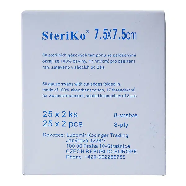 STERIKO Gáza kompresní sterilní 7,5 x 7,5 cm 25 kusů