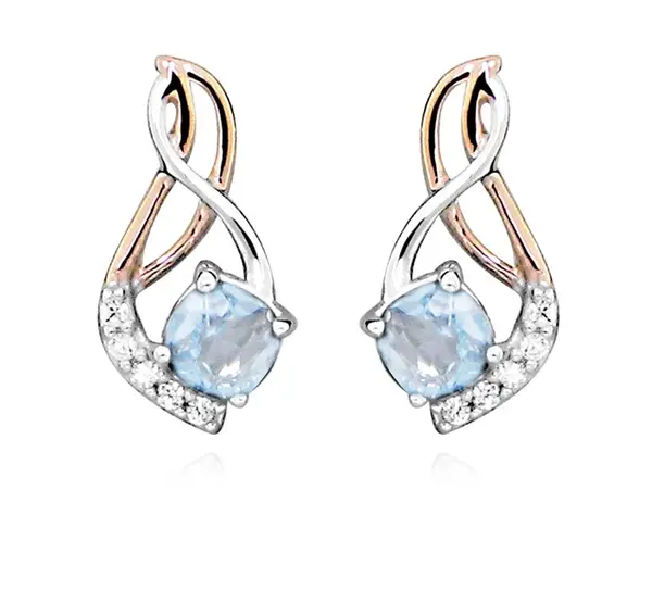 MOISS Nadčasové stříbrné bicolor náušnice s topazy EG000076