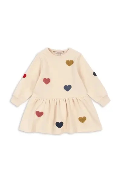 Dívčí šaty Konges Sløjd LOU TERRY SWEAT DRESS OCS béžová barva, midi, KS103869