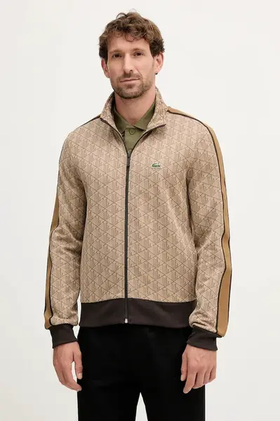 Mikina Lacoste pánská, béžová barva, vzorovaná, SH1368