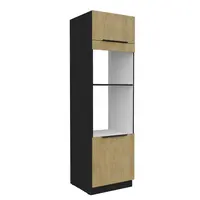 Vysoká skříňka pro vestavnou a mikrovlnou troubu Cremona 60 DPM-210 2F Barva korpusu: Černá, Barva dvířek: Dub Cremona