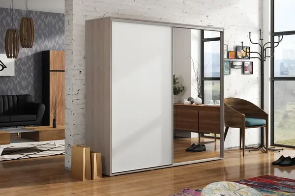 Šatní skříň Ska A20 Barva korpusu: Dub - sonoma, Rozměry: 175 cm, Dveře: Bílé