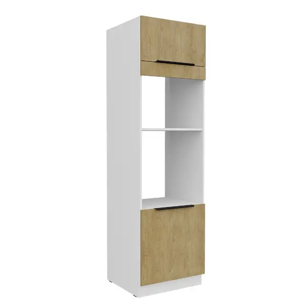 Vysoká skříňka pro vestavnou a mikrovlnou troubu Cremona 60 DPM-210 2F Barva korpusu: Bílá, Barva dvířek: Dub Cremona