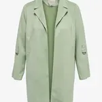 Světle zelený dámský lehký kabát v semišové úpravě ONLY CARMAKOMA - Dámské