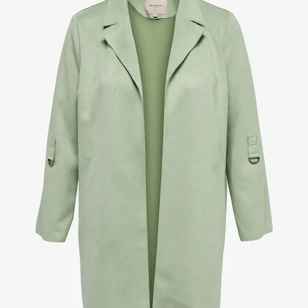 Světle zelený dámský lehký kabát v semišové úpravě ONLY CARMAKOMA - Dámské