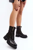 Boto Zateplené pracovní boty na plochém podpatku Černé Saranema