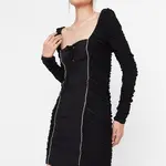 Trendyol Black Stone Stripe Detailní tkané stylové večerní šaty