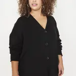 Trendyol Curve Black Button Detailní pletený svetr