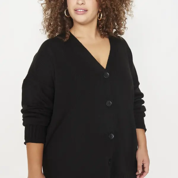 Trendyol Curve Black Button Detailní pletený svetr
