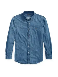 Polo Ralph Lauren Košeľa  modrá denim / svetlohnedá / biela