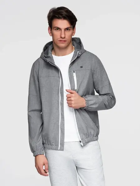 Ombre Men's lightweight sports jacket with fleece lining - gray