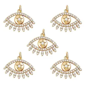 Rack Plating Brass Micro Pave Clear Cubic Zirconia Pendants
