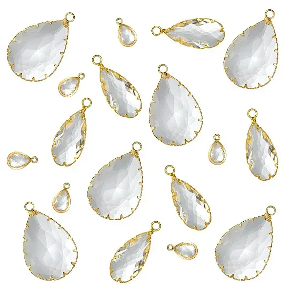 18Pcs 3 Styles Glass Charms