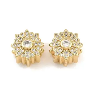Brass Micro Pave Clear Cubic Zirconia European Beads