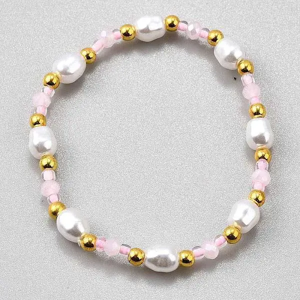Plastic Pearl Beaded Stretch Bracelets for Women