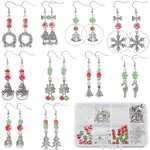 Christmas Theme DIY Alloy & Glass Dangle Earring Making Kits