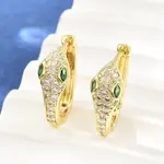 Brass Micro Pave Cubic Zirconia Hoop Earrings