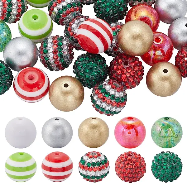 Round Resin Rhinestone & Acrylic Beads