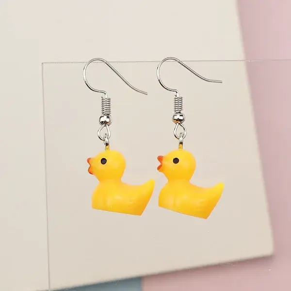 Duck Iron Resin Dangle Earrings