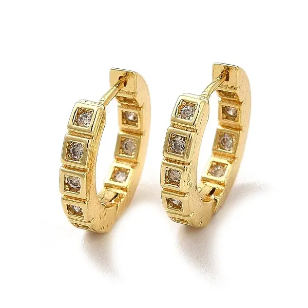 Clear Cubic Zirconia Square Hoop Earrings