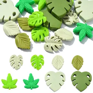16Pcs 8 Style Leaf Silicone Beads