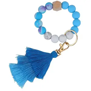 Silicone Round Beaded Keychain Wristlet