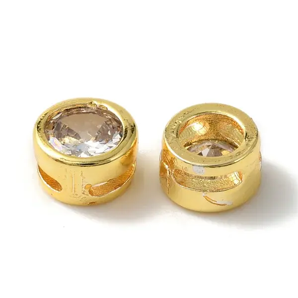 Rack Plating Brass Micro Pave Cubic Zirconia Slide Charms
