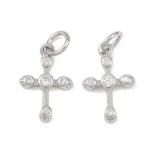 Brass Micro Pave Clear Cubic Zirconia Charms